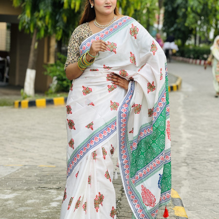(code-340) ডিজিটাল প্রিন্টেড সফট সিল্ক শাড়ি